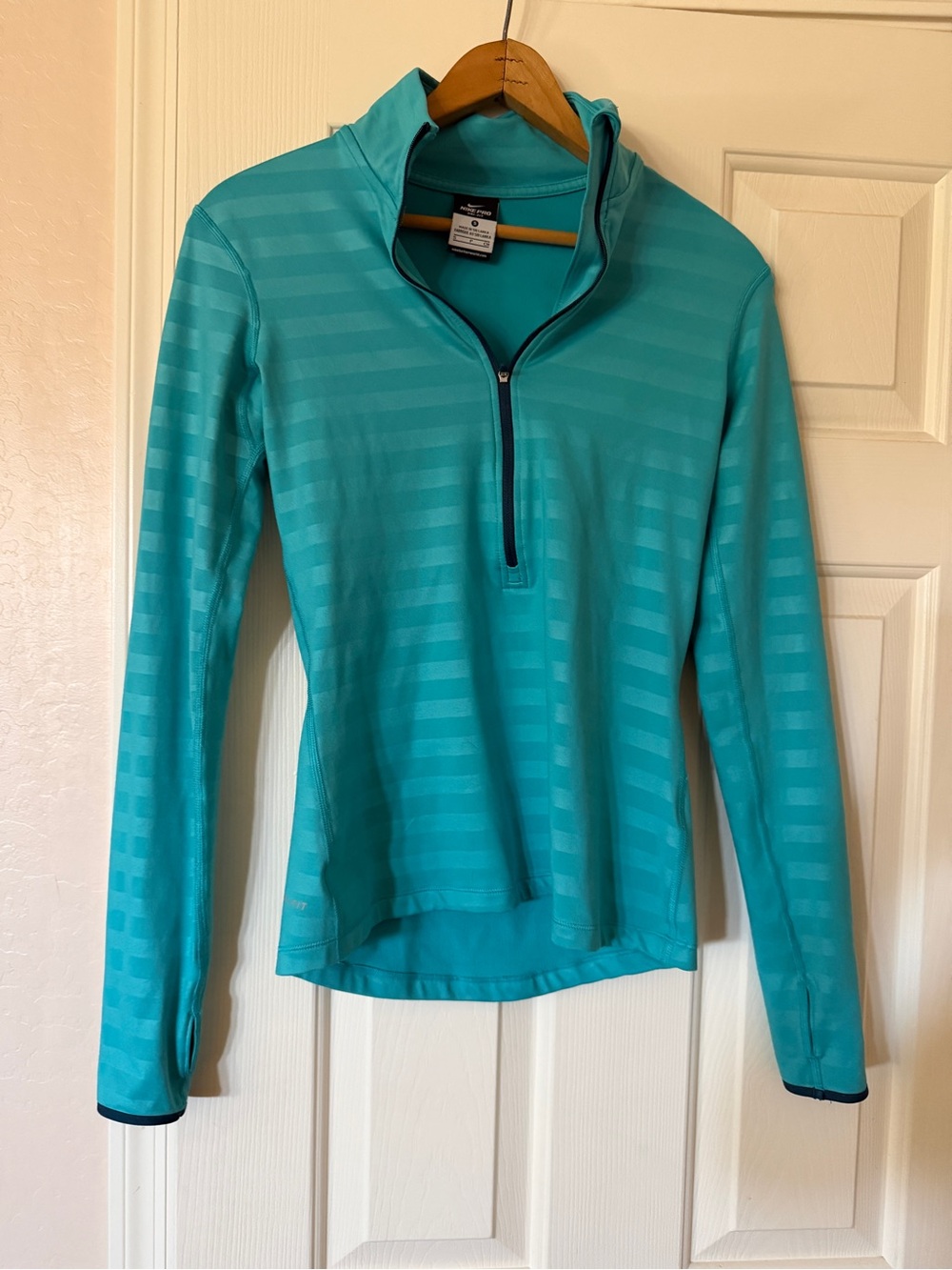 Nike Running Women’s Turquoise 1/4 Zip Dri-Fit Sporty Athletic Top, Size S